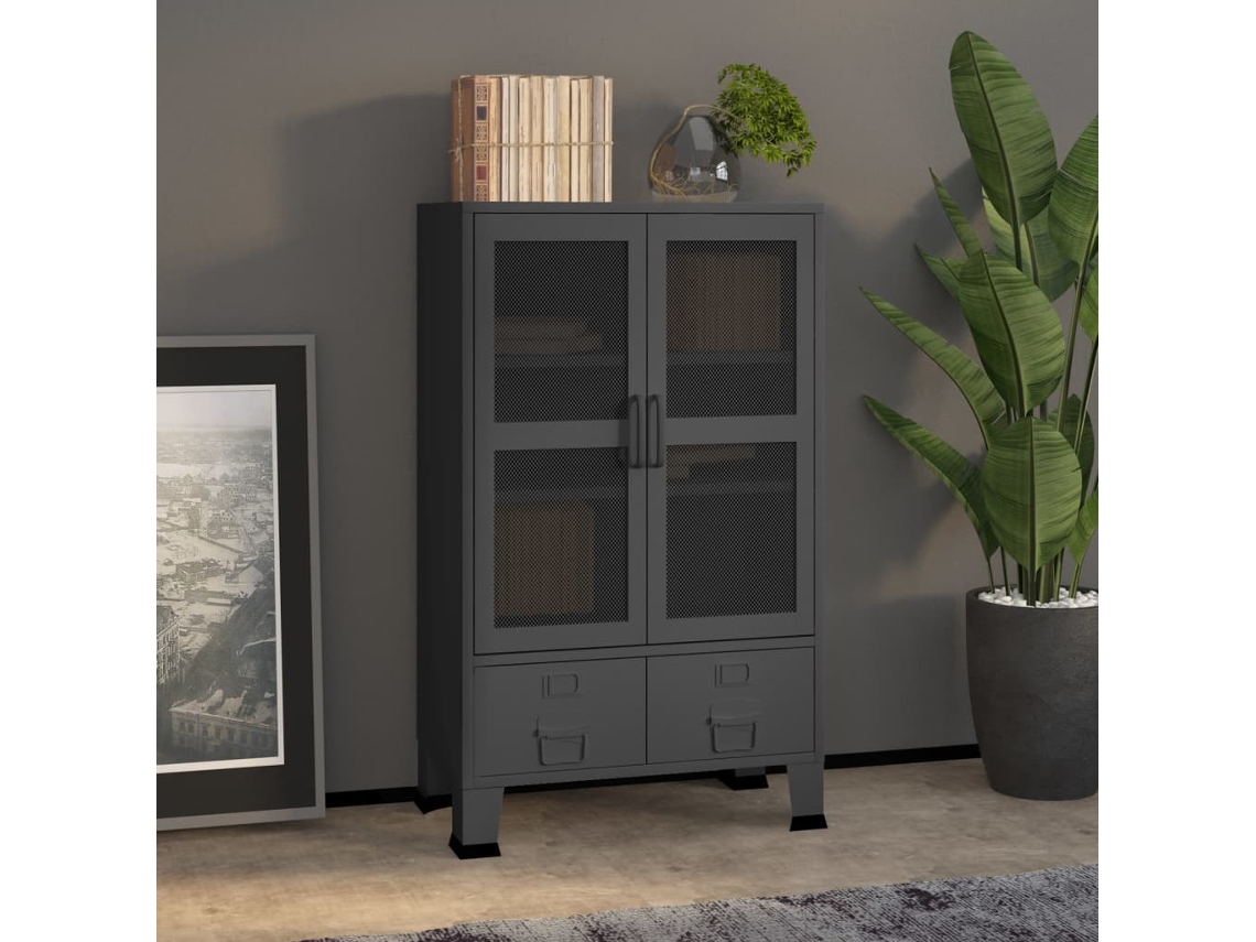 Vidaxl Aparador De Arrumação Industrial 70x40x115 Cm Metal Antracite