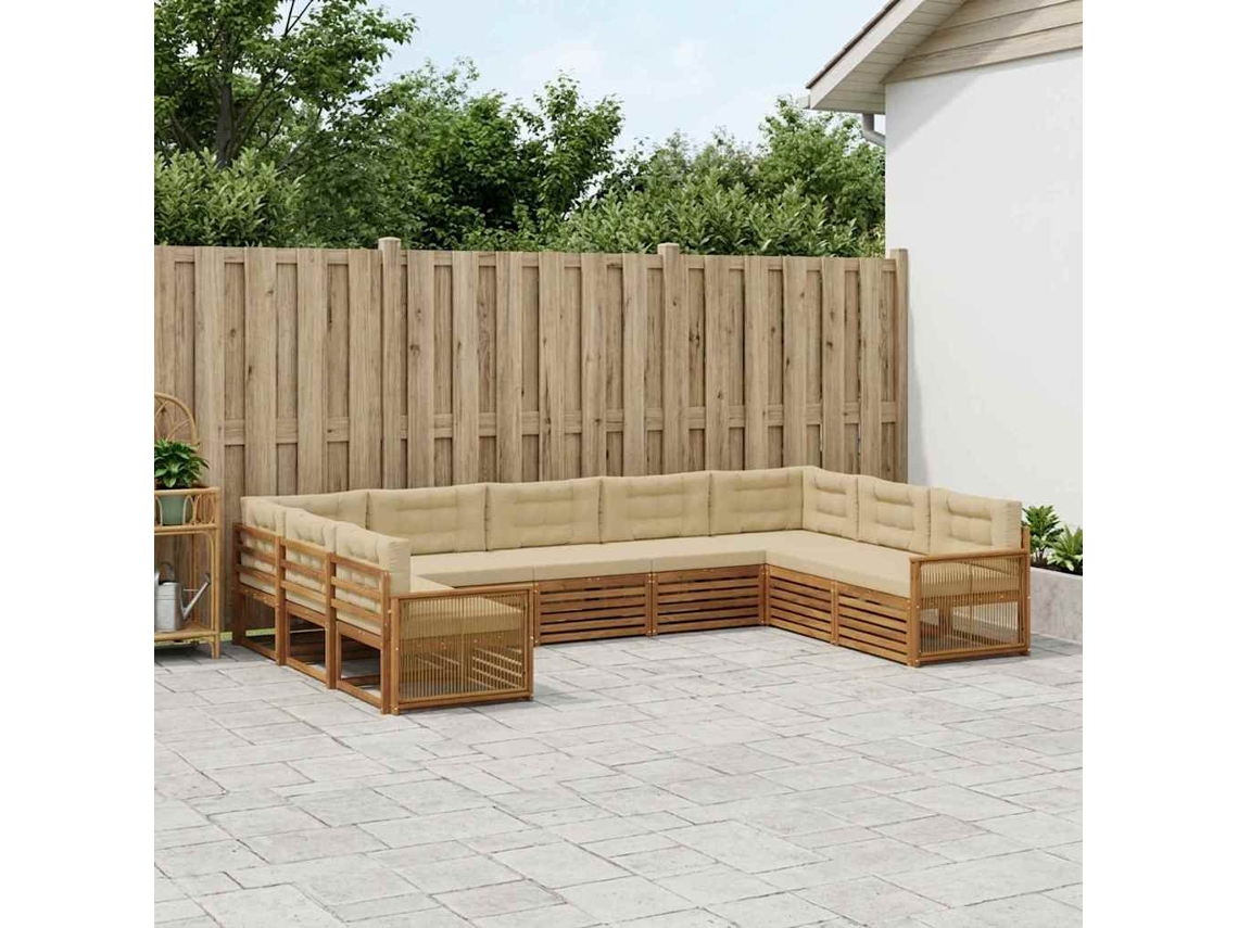 Vidaxl Conjunto De Sofás Para Exterior 9 Unid. Natural E Bege