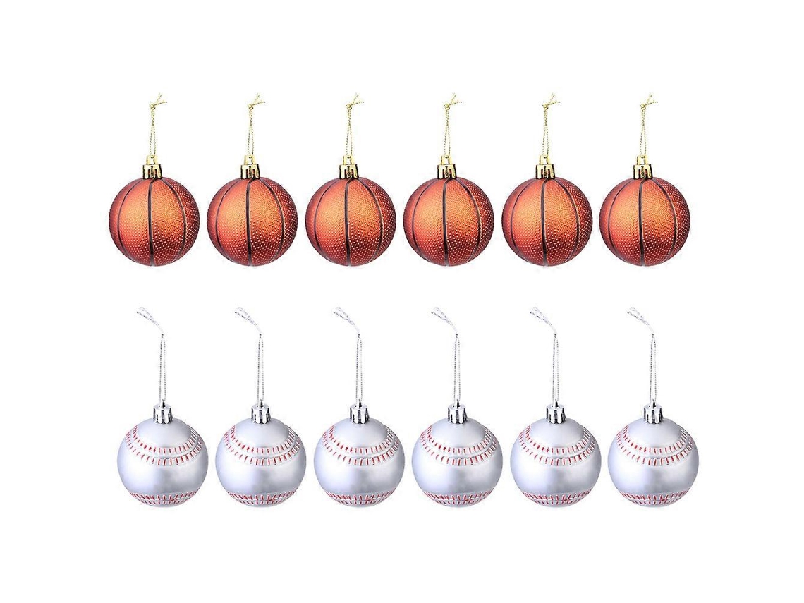 Mini Enfeites De Bola De Basquete Para Árvore De Natal, Prata, 6 X 6 X 6 Cm, Pacote Com 12 Olysi Shop