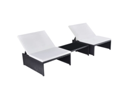 Vidaxl Cadeiras Jardim Reclináveis 2 Pcs Com Mesa Vime Pe Preto