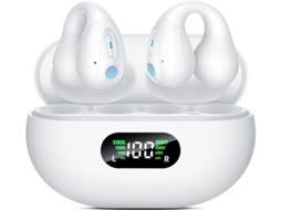 Auscultadores Condução Óssea Orelha Aberta Clipe Conforto Sem Yizhood Bluetooth Branco