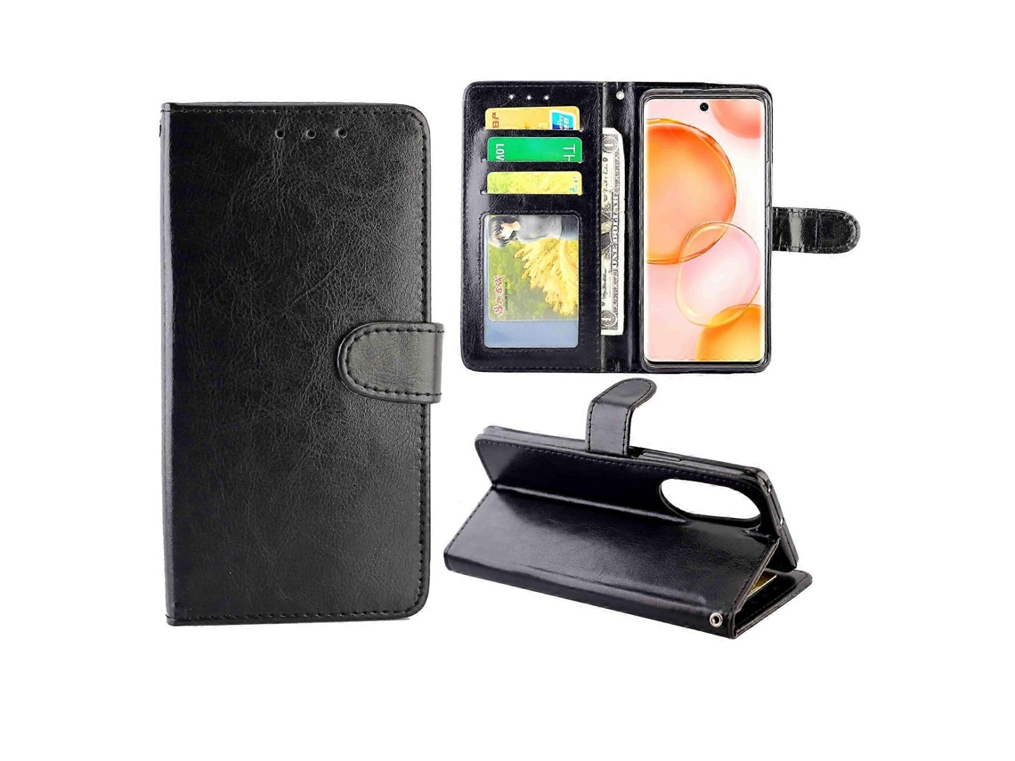 Capa Protetora Horizontal Flip Em Couro Texturizado Crazy Horse Para For Honor 50 Com Suporte, Compartimentos Para Cartões, Carteira E Porta-retratos.