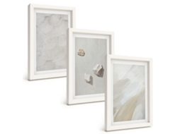 Um Conjunto De Imagens Decorativas Em Uma Moldura Pedras De Areia, Pintura Moderna Moldura Branca Pinturas De Quarto Espelharte (3 Peças 20x30 Cm)