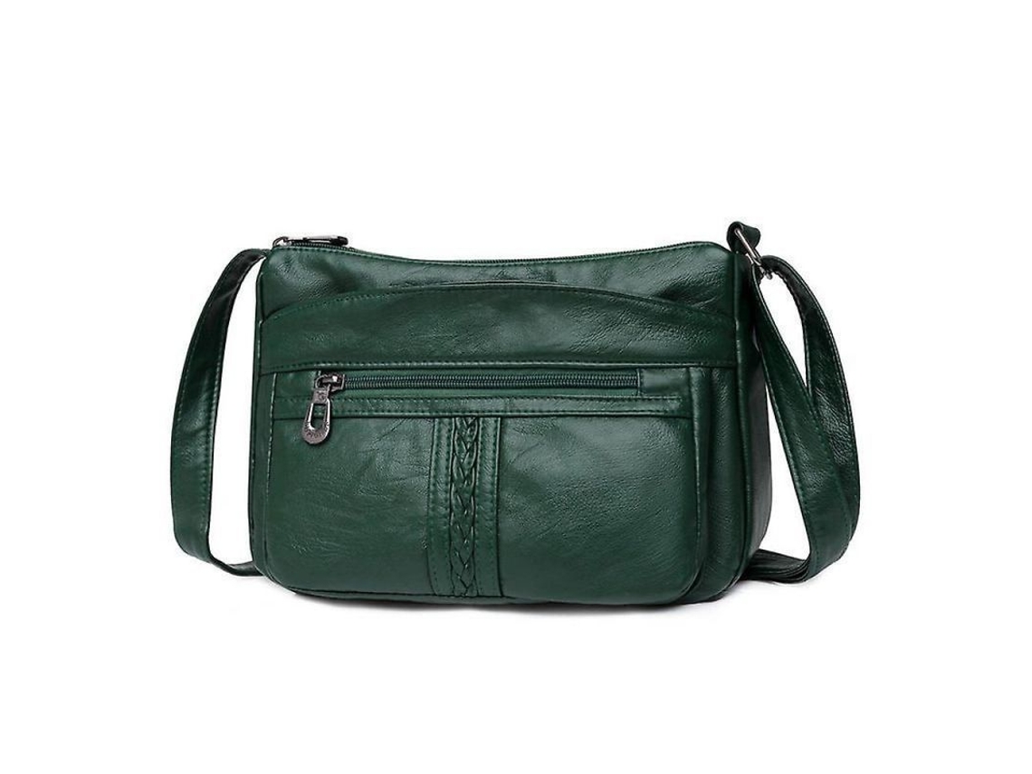 Bolsa de Ombro S/MARCA de Couro Pu, Lavado, Grande Capacidade, Verde