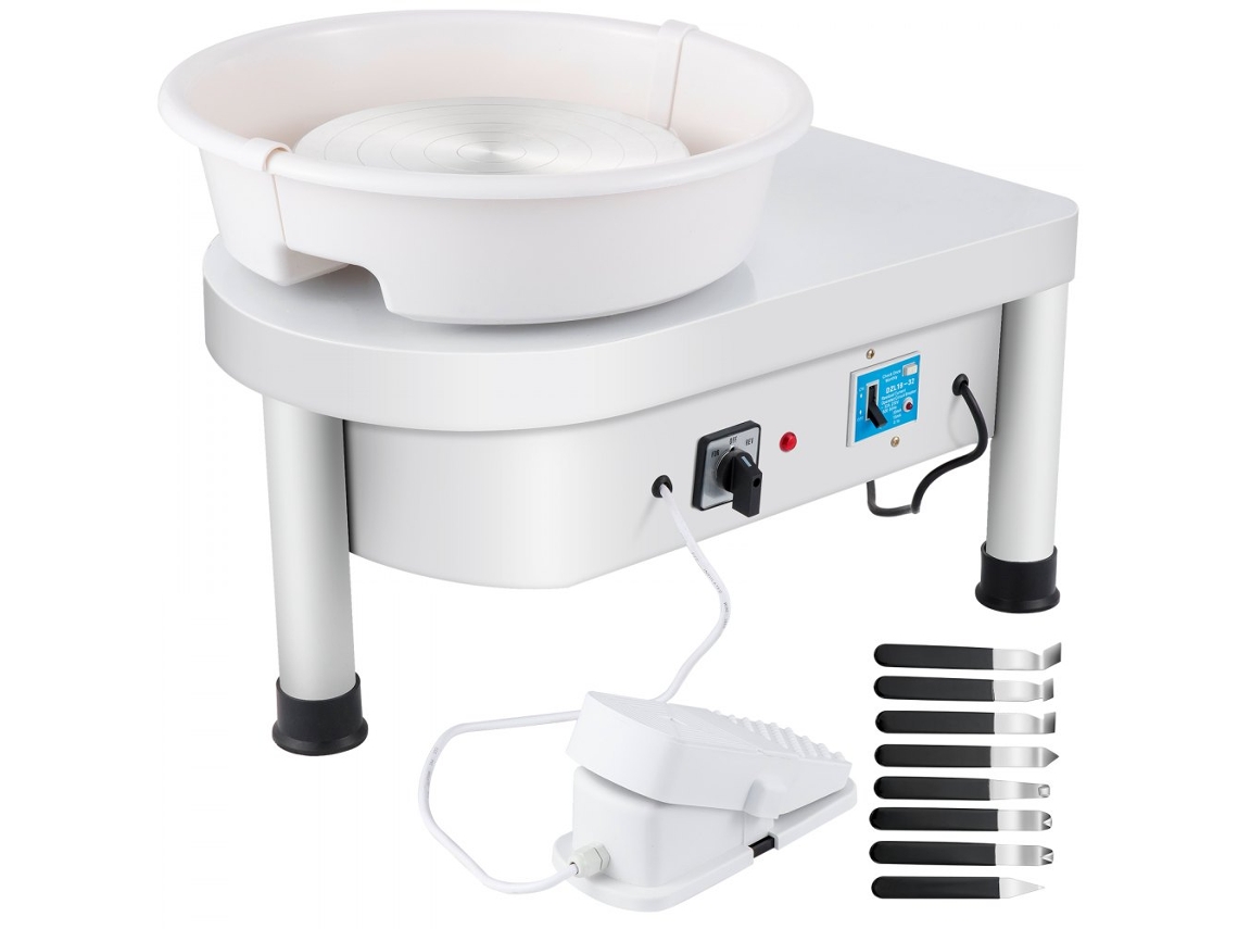 Torno De Oleiro Elétrico 280w Com Disco De 25cm E Pedal Para Cerâmica E Artesanato Tekmaquinas