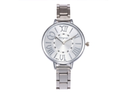 Relógio de Pulso Feminino de Aço Inoxidável Simples com Movimento de Quartzo Prata