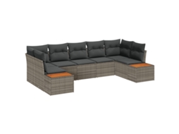 Conjunto 7 Conjunto De Sofá De Jardim Vidaxl Cinzento Vime Pe (289 X 154 X 85 Cm)