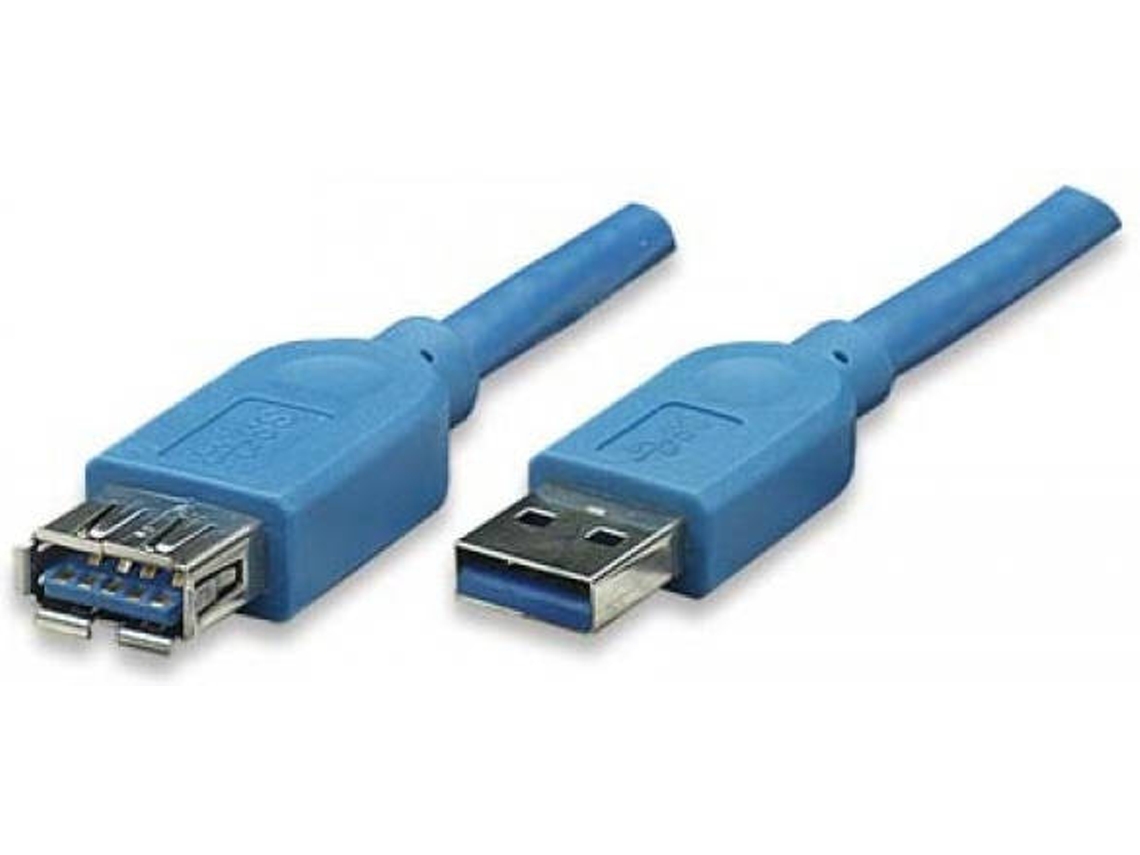 Cabo USB TECHLY USB A/USB A 3 m Macho/Fêmea Azul