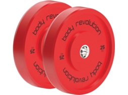 Par De Discos Bumper Vermelhos De 25kg ? Codificados Iwf ? 45cm ? Borracha De Alta Densidade ? Anel De Ao Inox ? Monstershop