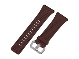 Pulseira de Relógio de Couro com Borda Envolvida, Compatível com Fitbit Ionic, Tamanho L . EOOCOO (marrom)