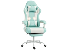 Cadeira Gamer Reclinável 155° com Suporte Lombar, Apoio de Cabeça e Apoio para os Pés com Massagem, 63x66x126-134 cm, Azul Claro