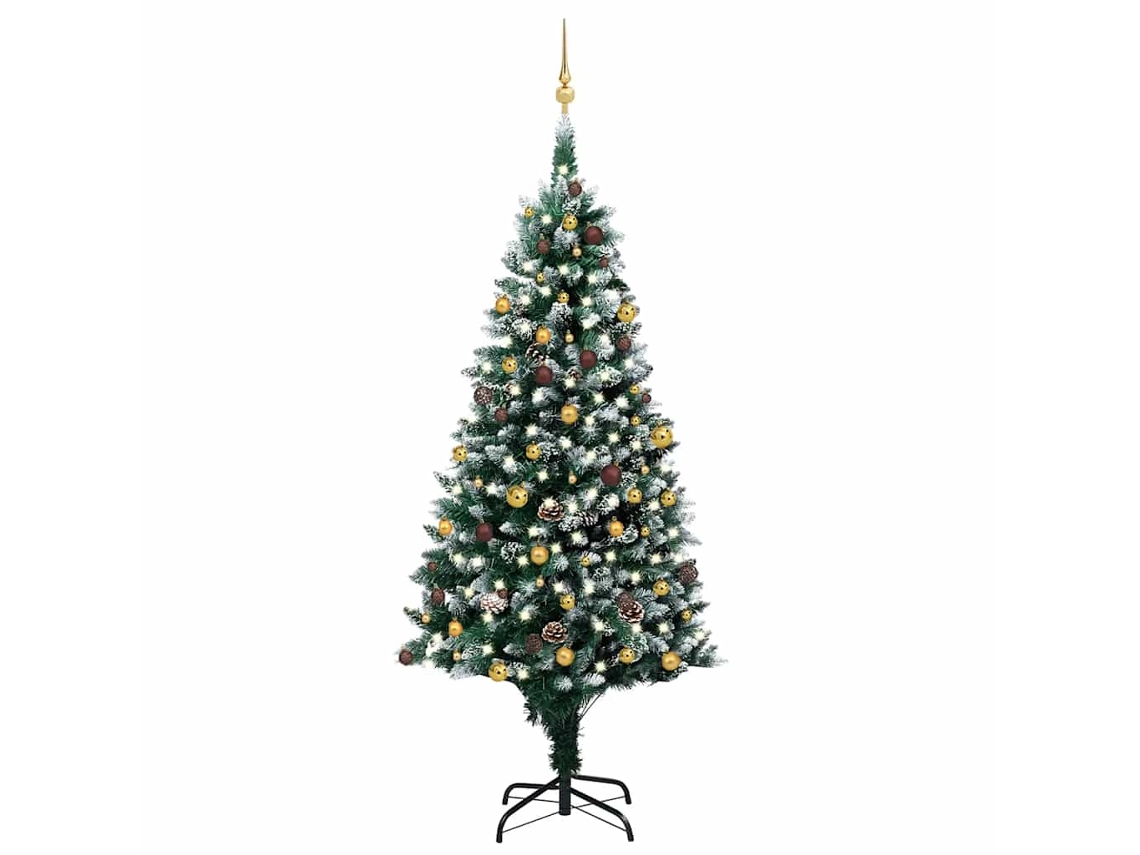 Vidaxl Árvore Natal Artificial Com Leds E Bolas E Pinhas 240 Cm