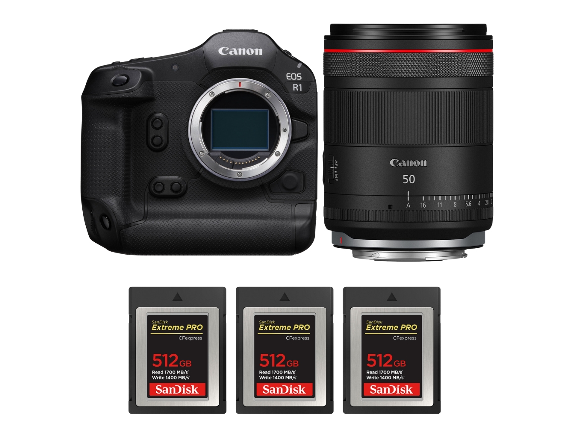 Eos R1 + Rf 50mm F/1.4 L Vcm + 3 Sandisk 512gb Extreme Pro Cfexpress Type B + Ebook “20 Dicas para Fotos Que Impressionam” CANON