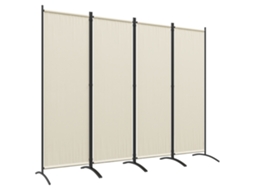 Biombo Dobrável De 4 Painéis Para Uso Interno E Externo, 221x50x172cm, Creme