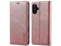 Compre Lc.imeeke Para Iphone 16 Capa Tipo Carteira Em Couro E Microfibra, Capa Em Ouro Rosa