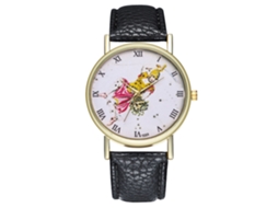 Reloj De Pulsera De Cuero Pu Unisex Dial Redondo Ajustable Reloj De Cuarzo Negro
