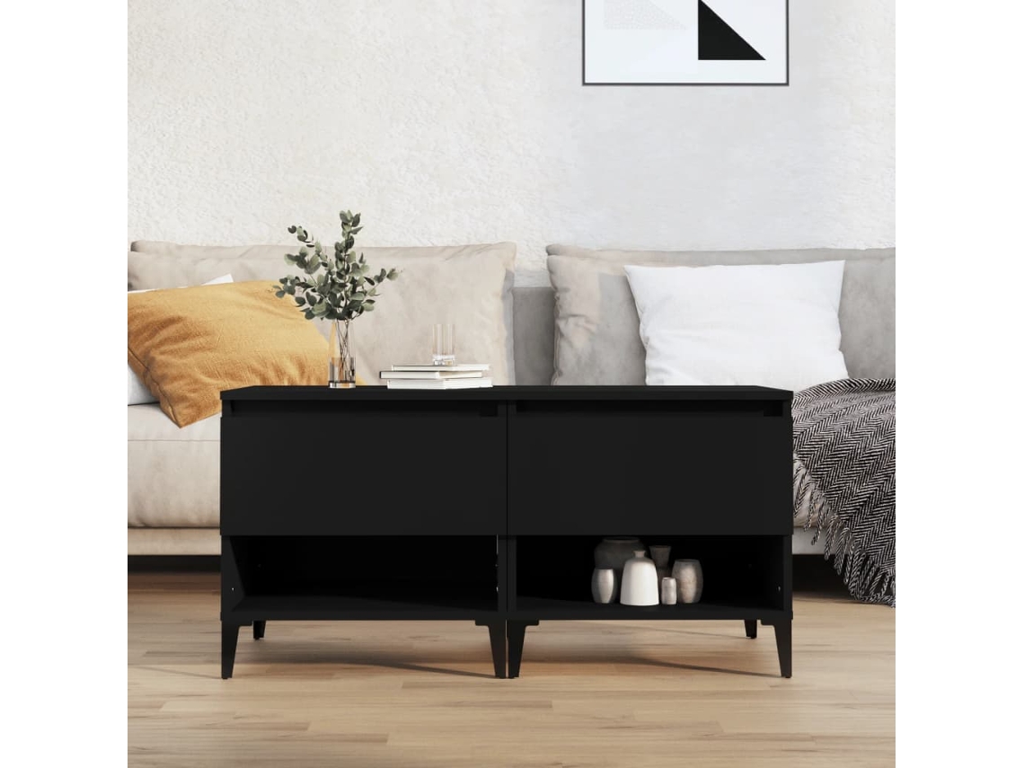 Vidaxl Mesas De Apoio 2 Pcs 50x46x50 Cm Derivados De Madeira Preto