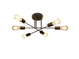 Nettlife Luz De Teto Do Vintage 6 Lâmpadas Industrial Sala Estar E27 Preto Lustre Retro Quarto Lâmpada Estilo Rústico Candeeiro Mesa Jantar