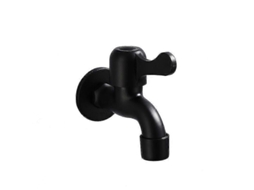 Torneira De Parede Continental Preta Em Aço Inoxidável 304 Com Abertura Rápida Para Jardim, Banheiro E Área Externa. Aquaforge