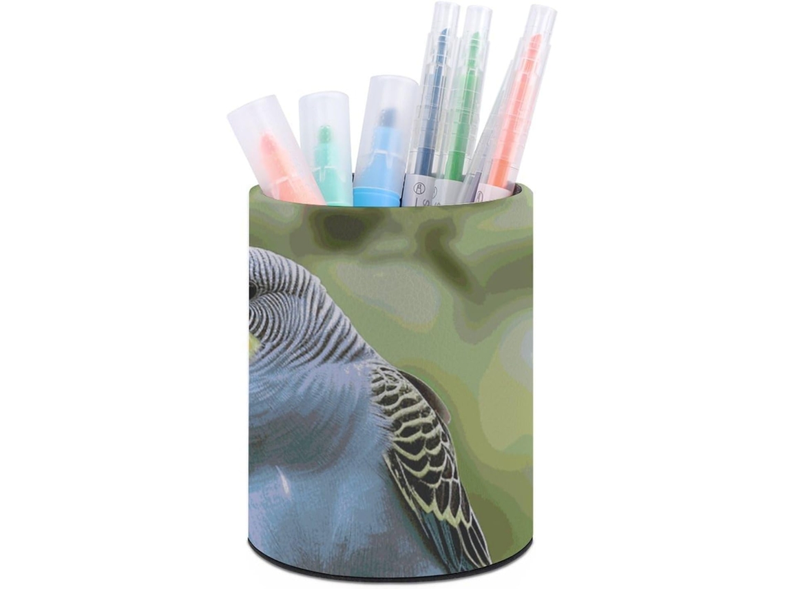 Porta Lápis Em Formato De Periquito Azul E Verde, Em Couro Sintético, Organizador De Mesa, Decoração Maquiagem