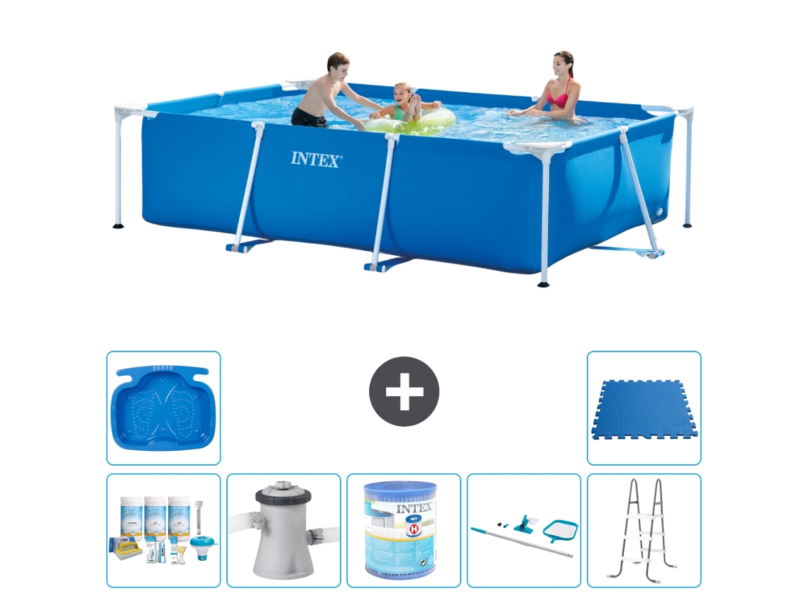 Intex Piscina Com Estrutura Retangular - 300x200x75 Cm - 8-peças S30184