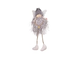 Decoração de Natal Sino com Anjo Menina em Tricô Pendurável Cinza LAXISCREED