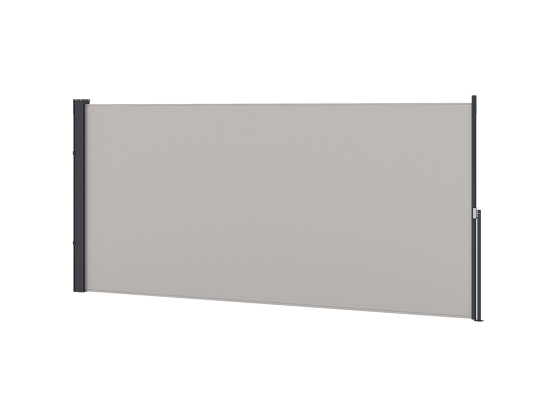Toldo Lateral Retrátil Enrolável De Privacidade E Proteção Solar Para Jardim Varanda 300x140 Cm Cinza Claro 123/200