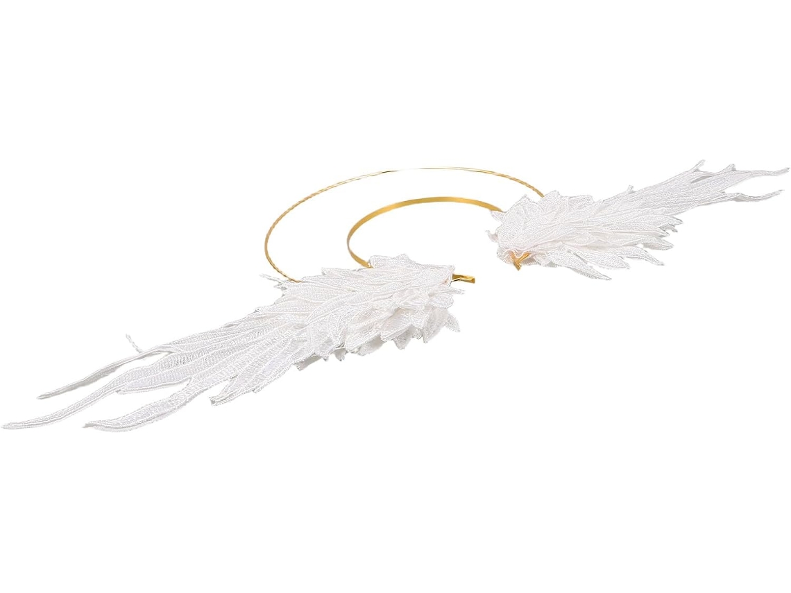 Coroa De Anjo Branca Com Asas, Tiara, Acessório De Cabeça Para Carnaval Feminino, Leve E Elegante.