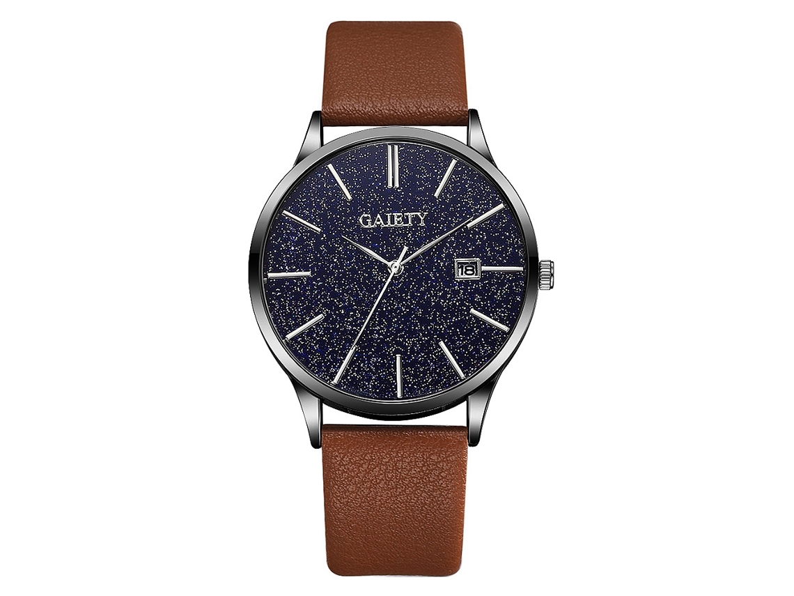 Reloj De Cuarzo Para Hombre Con Correa De Cuero Pu Y Cielo Estrellado