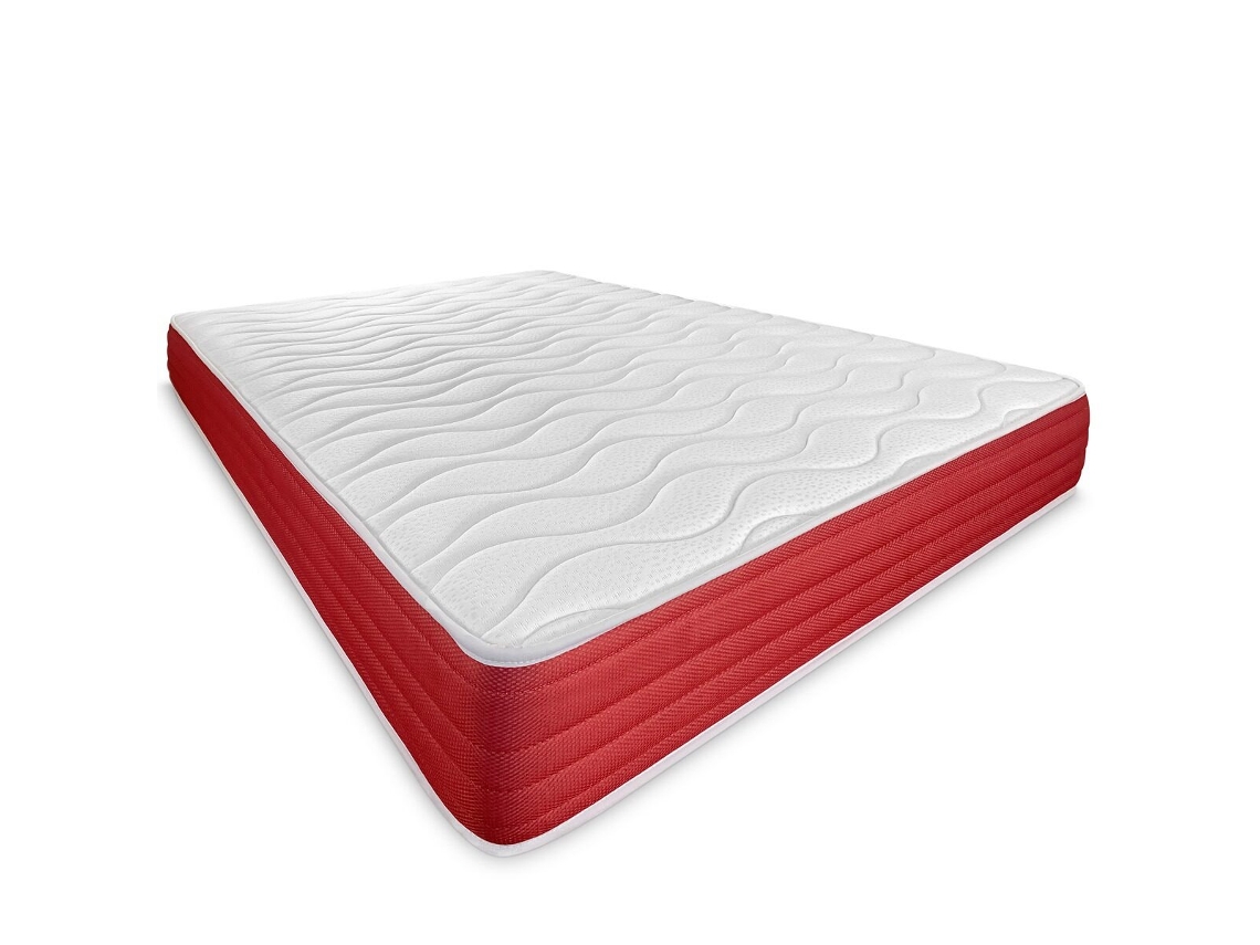 Colchão Lite Reversível HR + Viscoelástica, Branco/Vermelho, DUÉRMETE ONLINE, 150x200  cm, Altura 20 cm