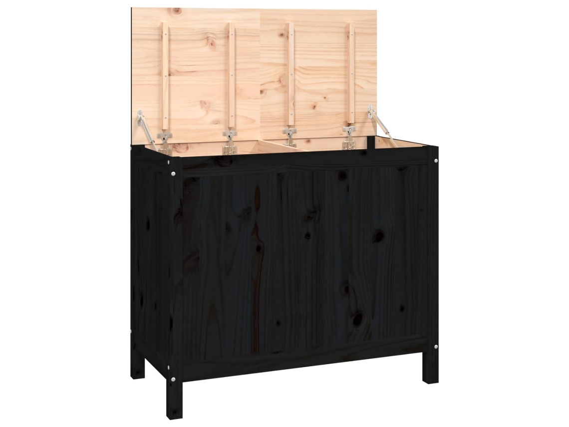 Cesto de roupa VIDAXL Preto Madeira de pinho (88,5x44x76 cm)