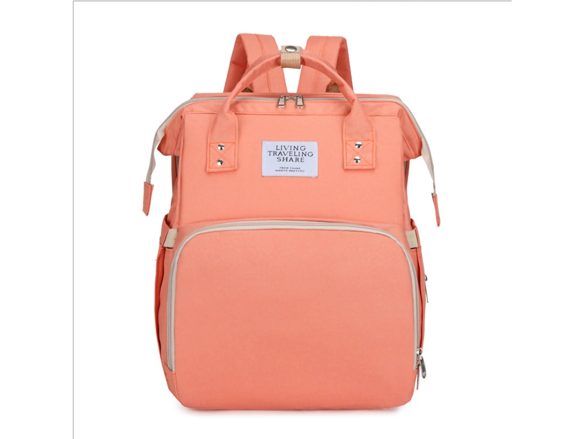 Bolsa De Fraldas Para Bebê Com Grande Capacidade, Mochila Portátil Multifuncional, Transpirable E Plegável, Rosa
