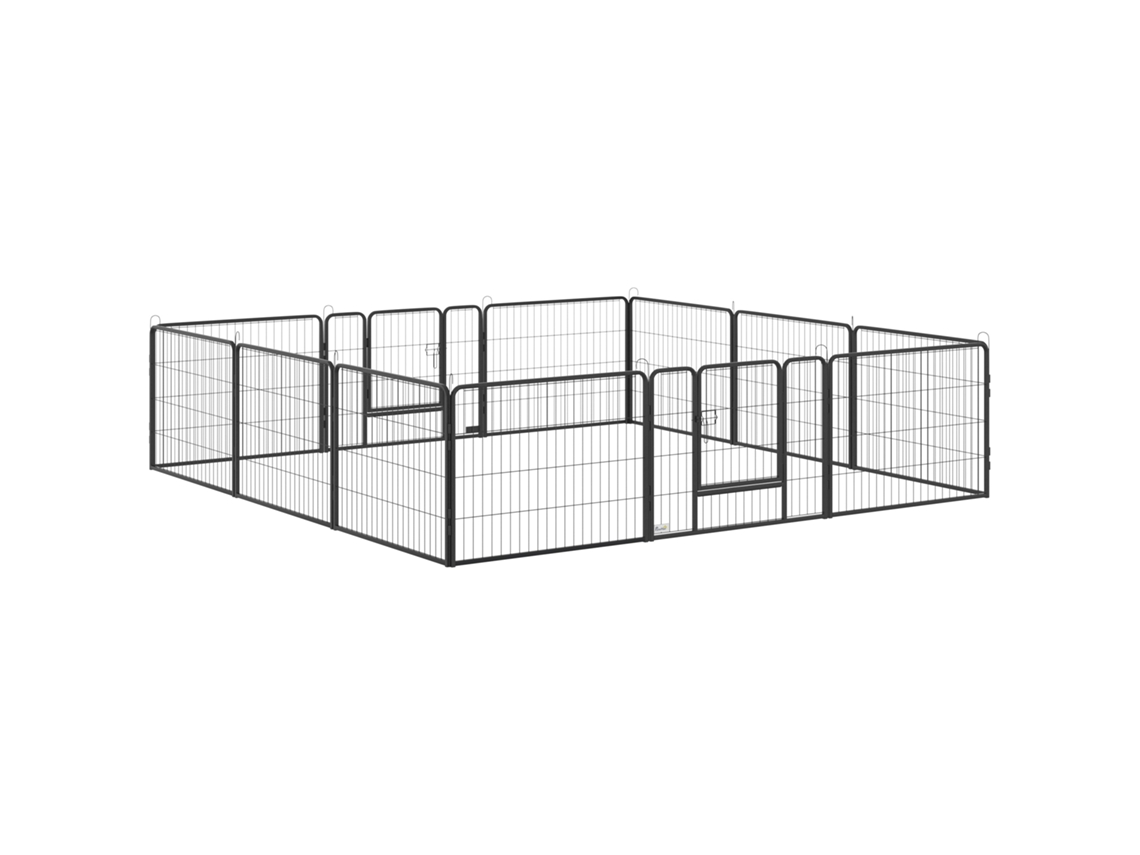 Cercado Cães 12 Painéis 2 Portas Aço 80x60 Cinza