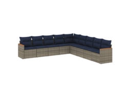 Conjunto de Sofá de Jardim, 9 Peças, Almofadas, Rattan Cinza MAISON EXCLUSIVE