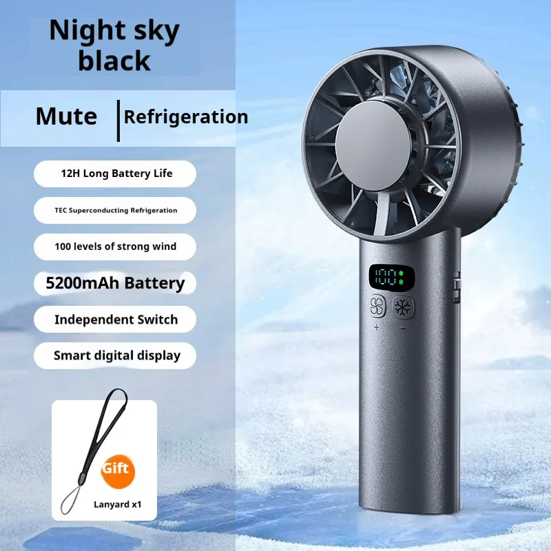 (preto) Ventilador De Resfriamento De Alta Velocidade Ice Breeze De Nova Geração, Ventilador Portátil, Recarregável Via Usb