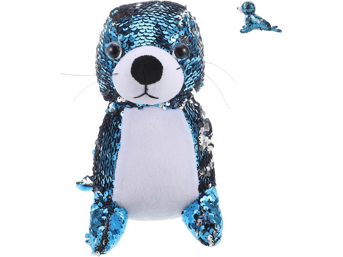 Pelúcia Reversível Com Lantejoulas, Tema Marinho, Brinquedo De