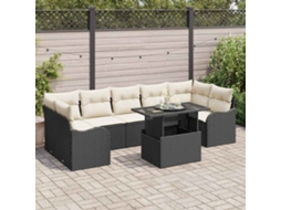 Vidaxl Conjunto De Sofá De Jardim 8 Unid. 7-número De Lugares Preto