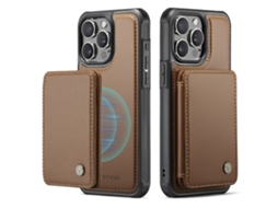 Capa Para Iphone 15plus Resistente A Quedas Com Resistente A Quedascartão Slots Magnético Destacável Marrom