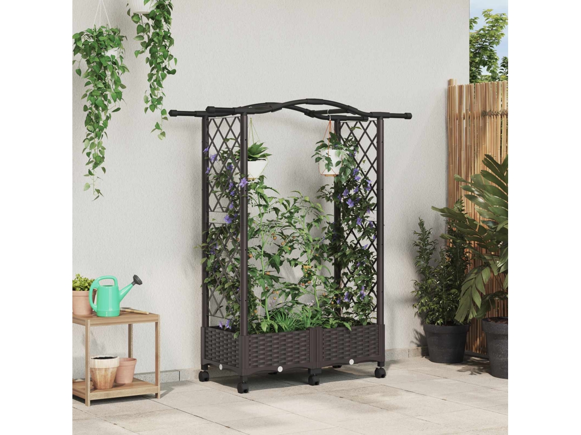 Vidaxl Cama Elevada Com Treliça E Telhado Castanho 124 X 40 X 129 Cm
