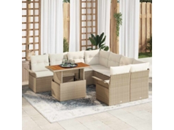 Vidaxl Conjunto De Sofá De Jardim 9 Unid. Bege Rattan Sintético