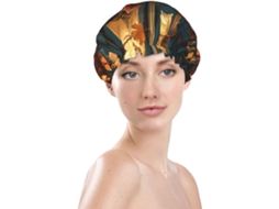 Touca De Banho Feminina, Reutilizável, Impermeável, Dupla Camada, Com Elástico, Ideal Para Cabelos Longos, Com Estampa