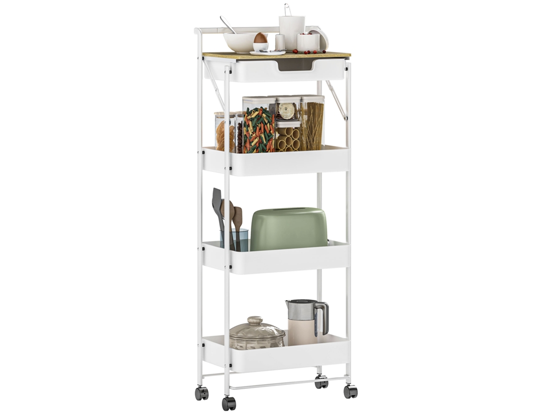 Carrinho Auxiliar, Cor Branco, 5 Cm para Ambiente Interno BTFORUS