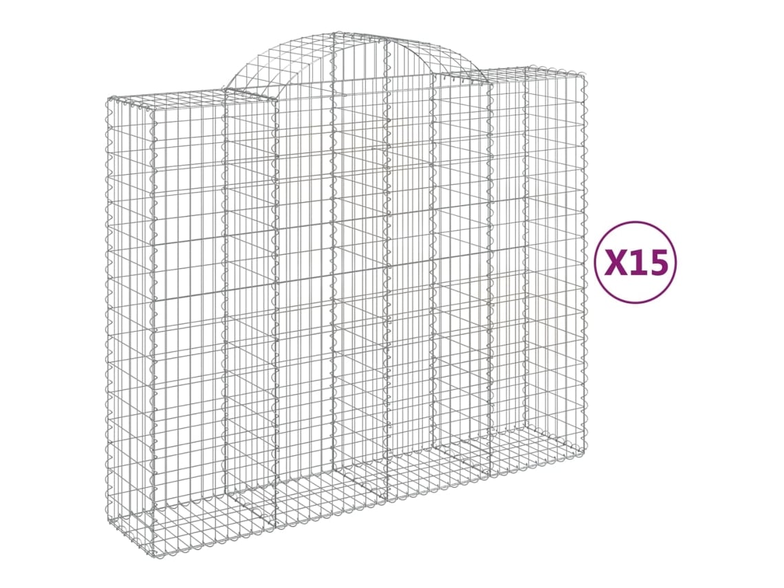 Gabion Basket, Gabion Baskets Vidaxl Prateado Ferro (200 X 50 X 160/180 Cm)