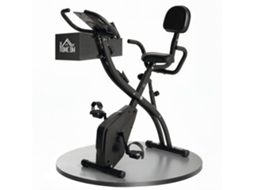 Bicicleta Ergométrica Dobrável 4-em-1 Magnética Silenciosa, Cordas Resistência, Rodinhas, Selim Confortável, Lcd, Carga Máx 120kg, Preta