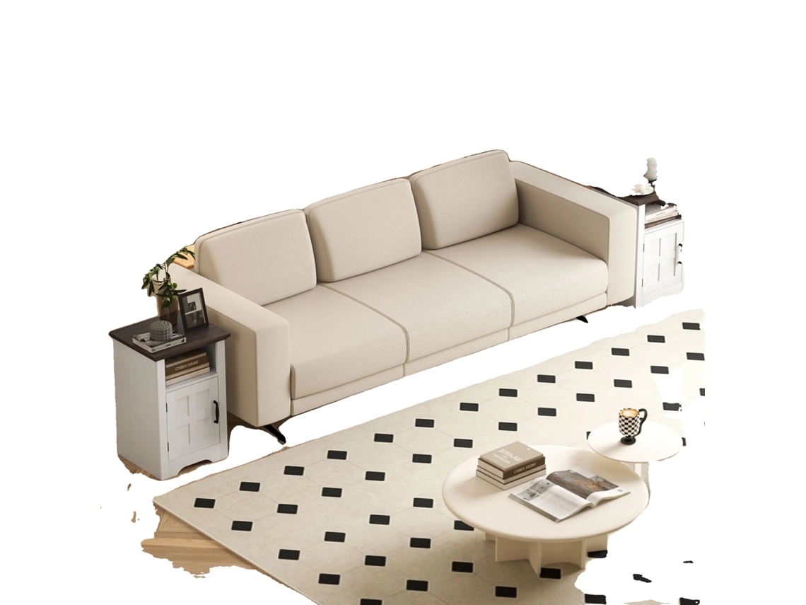 Mesa Lateral, Design Rústico, Recurso De Armazenamento, Branco