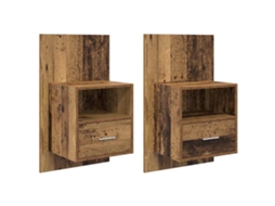 Conjunto de 2 Armários de Cabeceira MAISON EXCLUSIVE em Madeira Antiga 50x32,5x80 cm