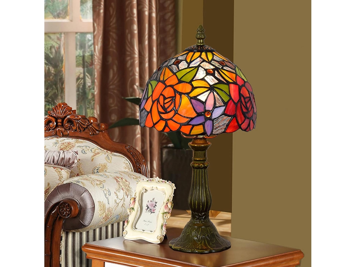Luminária Tiffany Pequena Botowi Para Cabeceira, Luminária De Mesa Ambiente, Luminária De Mesa Rosa, Mini Luz Noturna