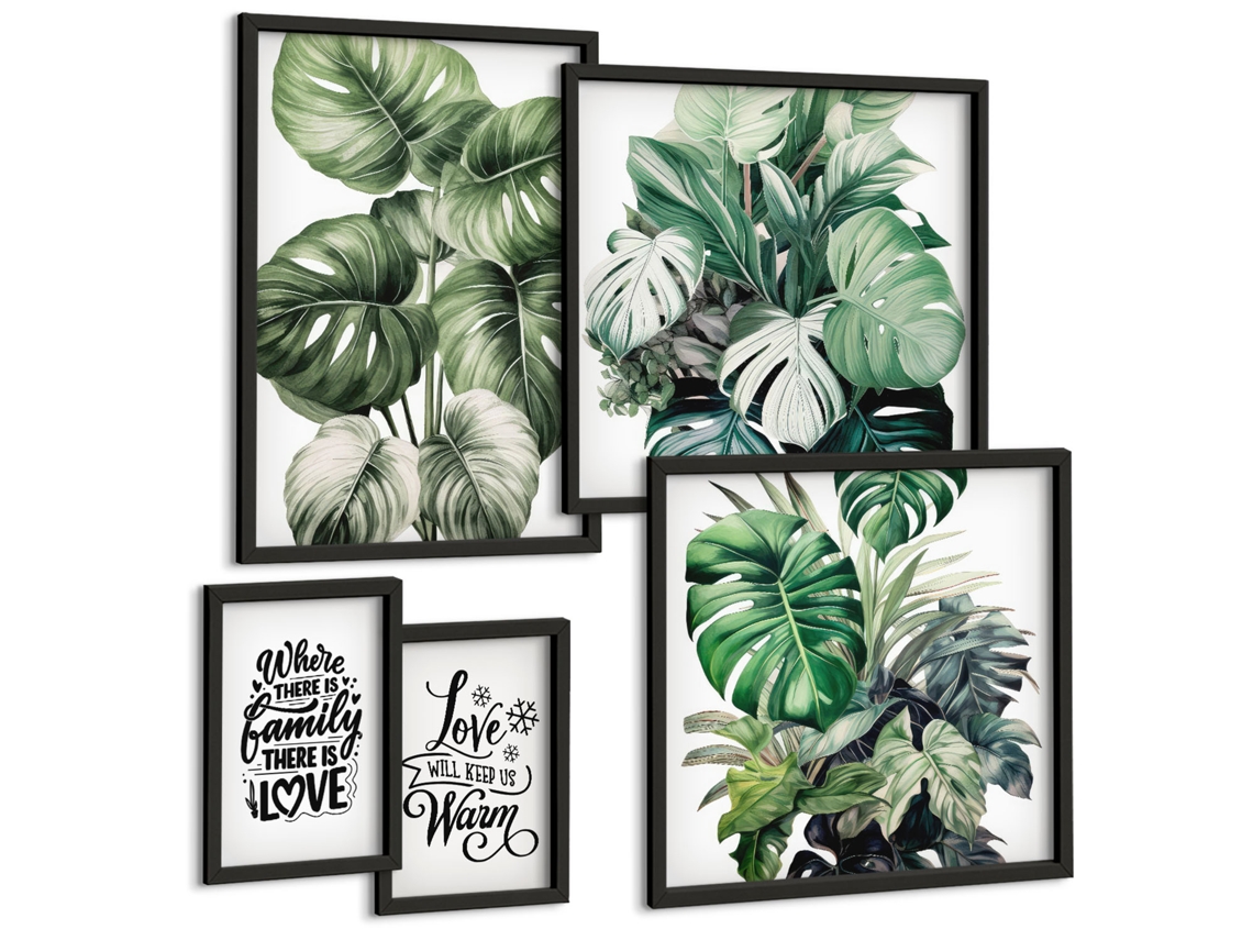 Conjunto De Pinturas Estampas De Frutas, Limões E Mamões Moldura Preta Fotos Para O Escritório Espelharte (conjunto De 5 Imagens)