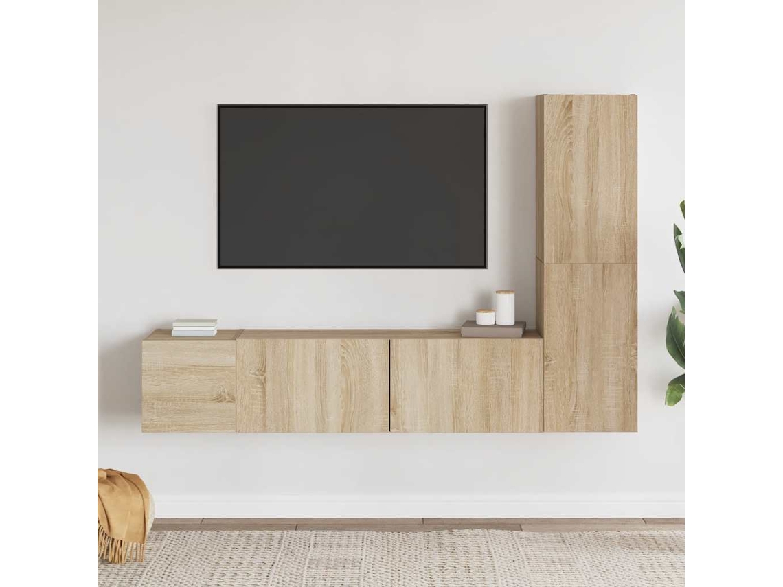 Vidaxl 3 Pcs Conjunto Móveis De Tv Derivados Madeira Carvalho Sonoma