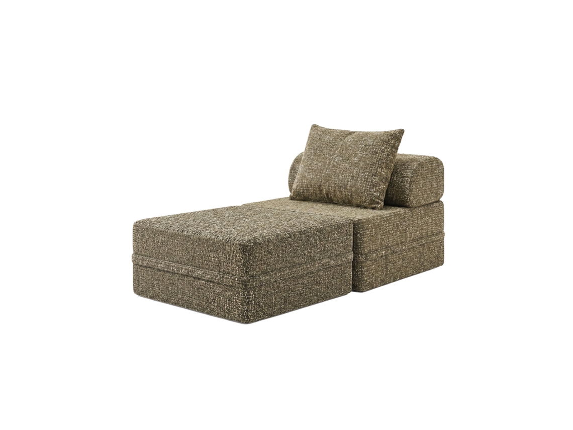 Sofá Modular 1 Lugar+ Puff Convertível Tweed Verde Oliva SKOFFA